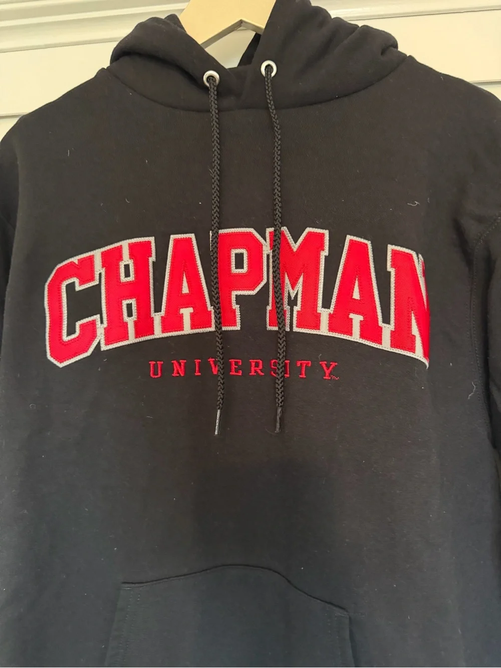 Champion Black Hoodie with Red Chapman University Lettering